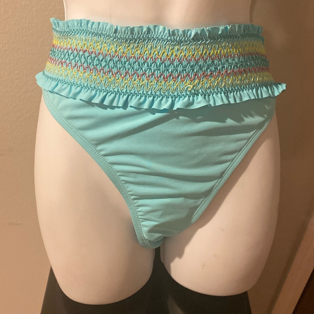 Bleu Rod Beattie Turquoise Fold over Swimsuit Bottoms Plus Swimwear 14 XL 4/25